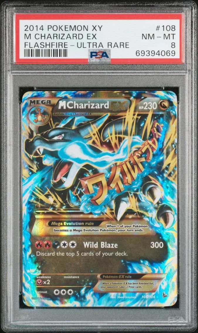 2014 #108 M Charizard EX PSA 8 XY Flashfire Pokemon