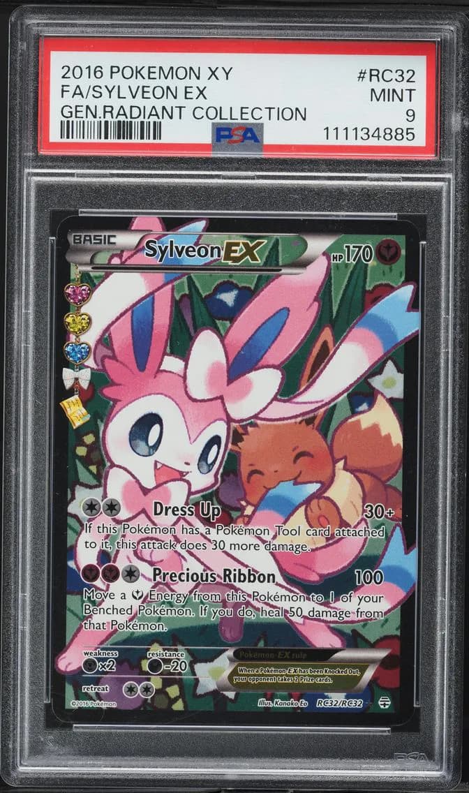 2016 #RC32 Full Art/Sylveon EX PSA 9 XY Generations Radiant Collection Pokemon