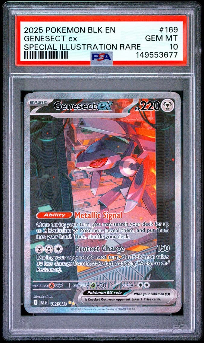 2025 #169 Genesect EX PSA 10 Blk EN-Black Bolt