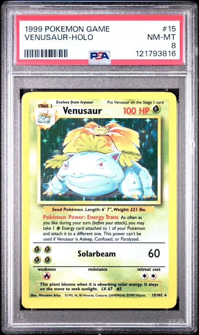 1999 #15 VENUSAUR-HOLO PSA 8 POKEMON GAME