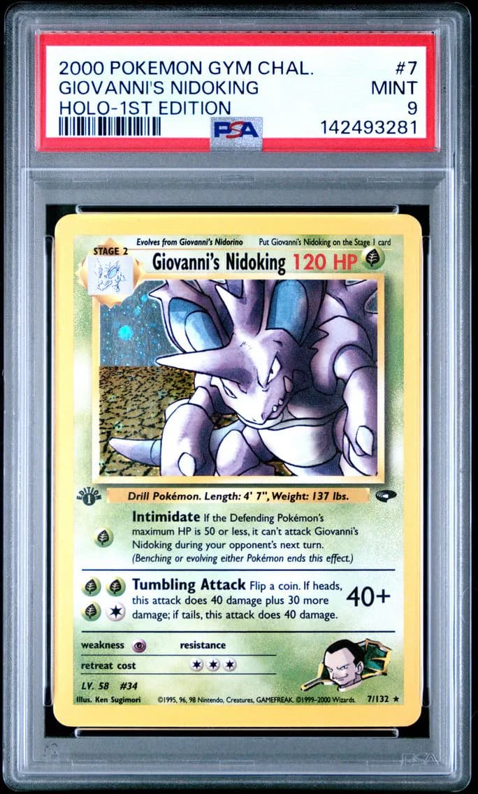 2000 #7 Giovanni's Nidoking Holo-1st Edition PSA 9 Gym Challenge Pokemon