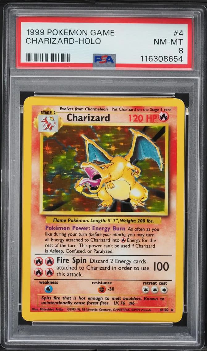 1999 #4 Charizard-Holo PSA 8 Game Pokemon
