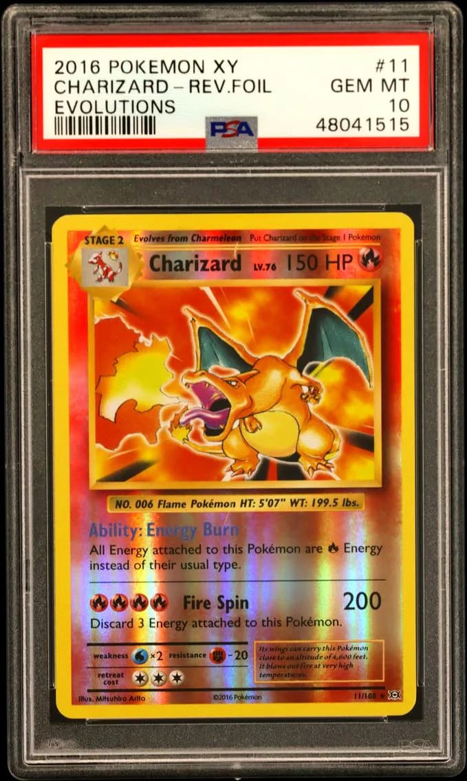 2016 #11 Charizard-Reverse Foil PSA 10 XY Evolutions