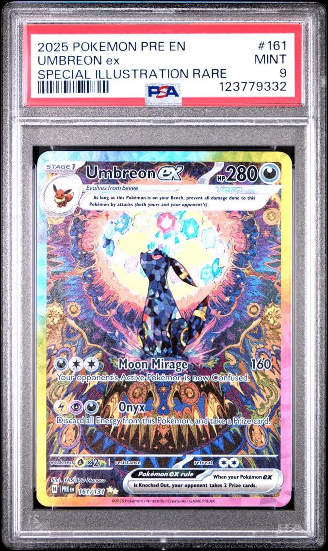 2025 #161 Umbreon ex SIR PSA 9 TCG Scarlet & Violet Prismatic Evolutions Pokemon