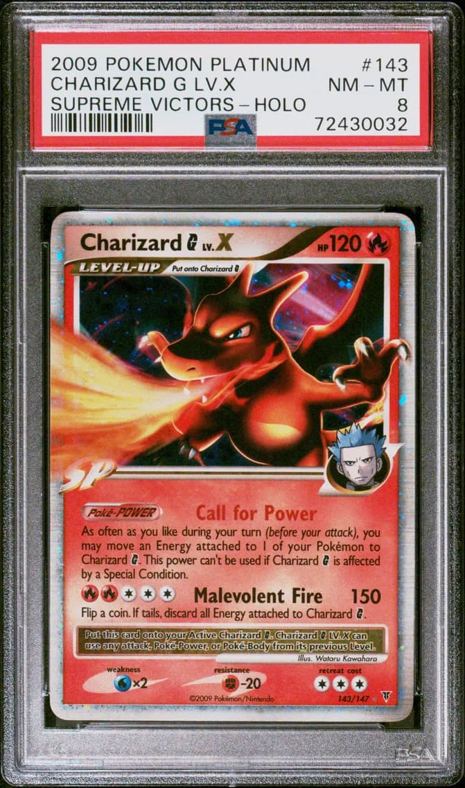 2009 #143 Charizard G LV.X-Holo PSA 8 Platinum Supreme Victors