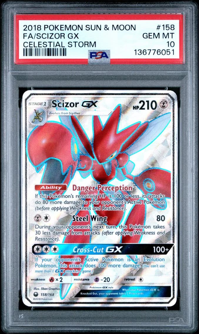 2018 #158 Full Art/Scizor GX PSA 10 Sun & Moon Celestial Storm