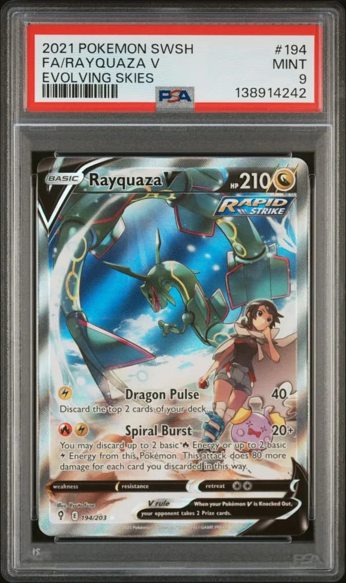 2021 #194 Full Art/Rayquaza V PSA 9 Sword & Shield Evolving Skies