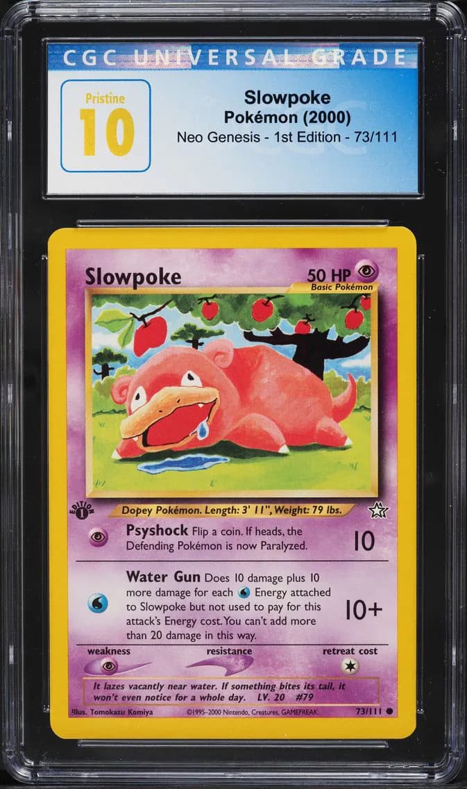 2000 #73 Slowpoke CGC 10 Pristine Neo Genesis 1st Edition Pokemon