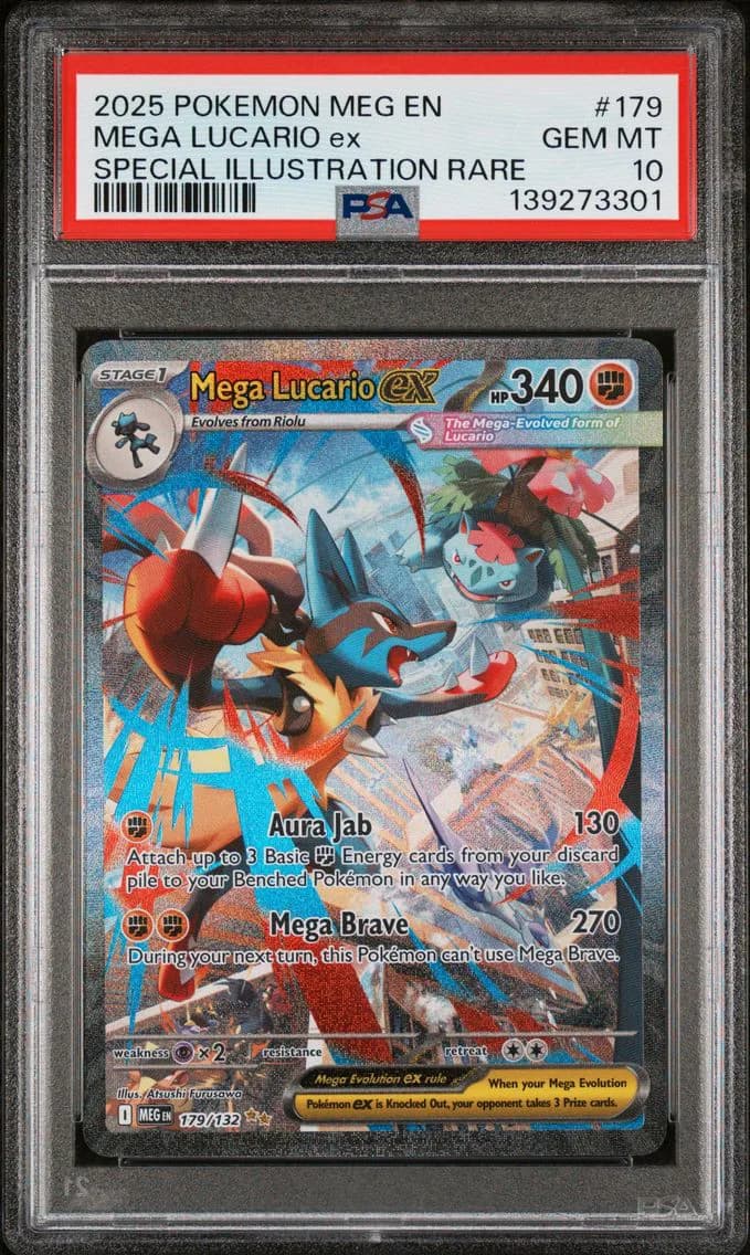 2025 #179 Mega Lucario EX PSA 10 Meg EN-Mega Evolution