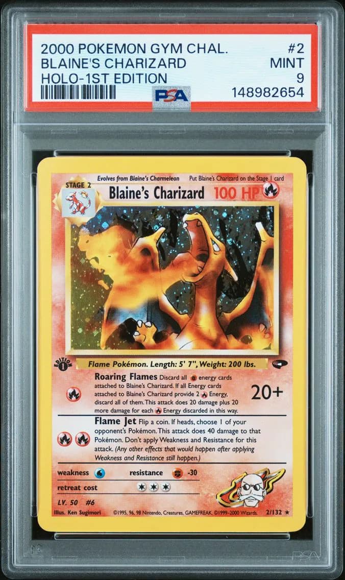 2000 #2 Blaine's Charizard Holo-1st Edition PSA 9 Gym Challenge Pokemon