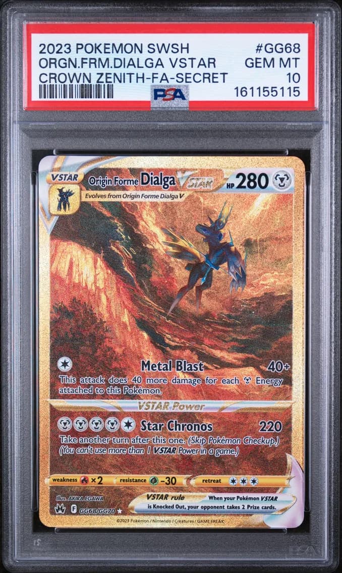 2023 #GG68 Full Art/Origin Forme Dialga Vstar PSA 10 Sword and Shield Crown Zenith
