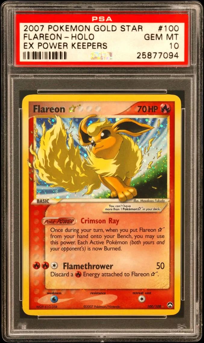 2007 #100 Flareon-Holo Gold Star PSA 10 EX Power Keepers