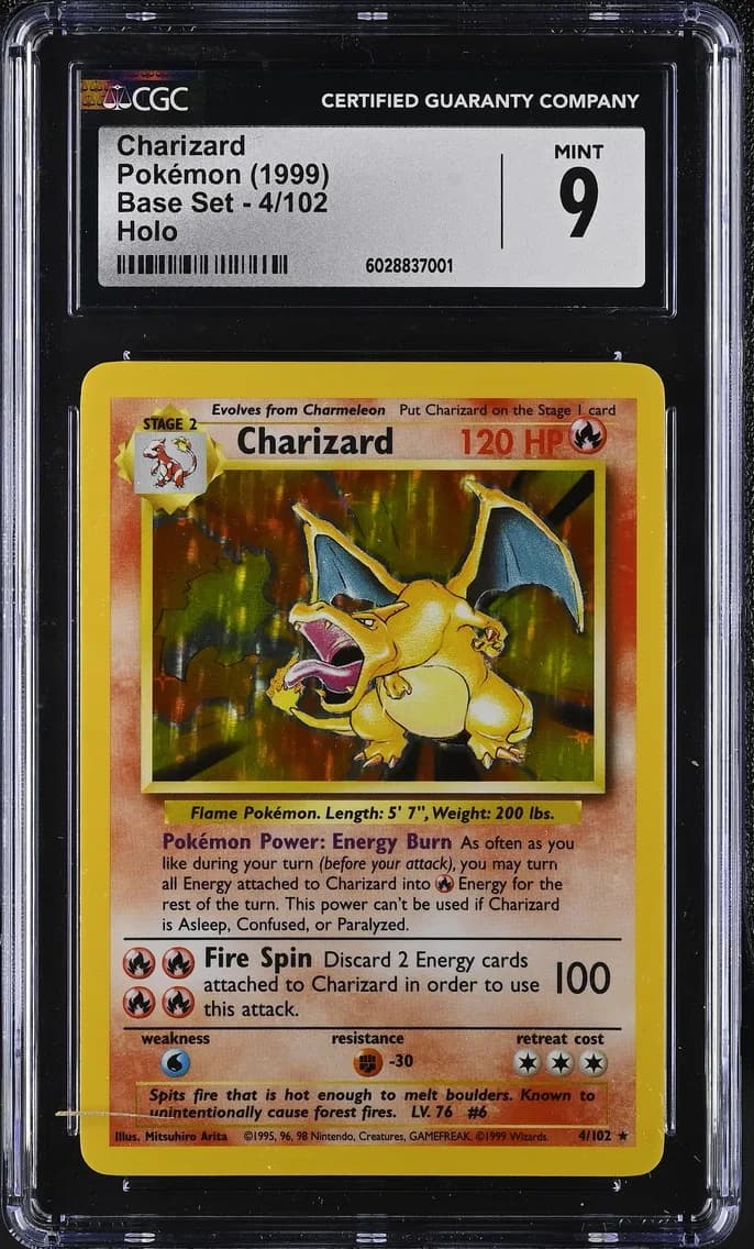 1999 #4 Charizard CGC 9 Base Set - Unlimited - English