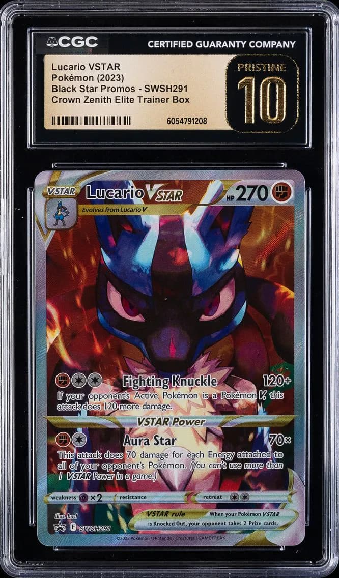 2023 #291 Full Art/Lucario Vstar CGC 10 Pristine Swsh Black Star Promo Pokemon