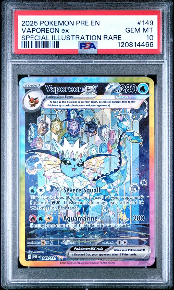 2025 #149 Vaporeon EX PSA 10 Pre EN-Prismatic Evolutions