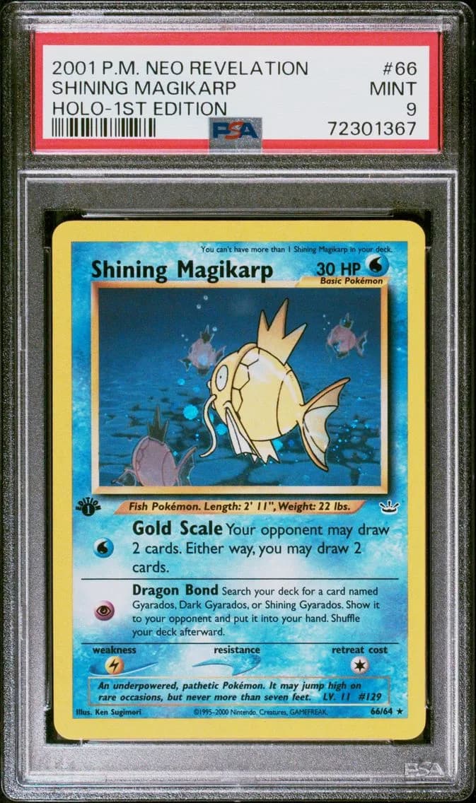 2001 #66 Shining Magikarp-Holo 1st Edition PSA 9 Neo Revelation