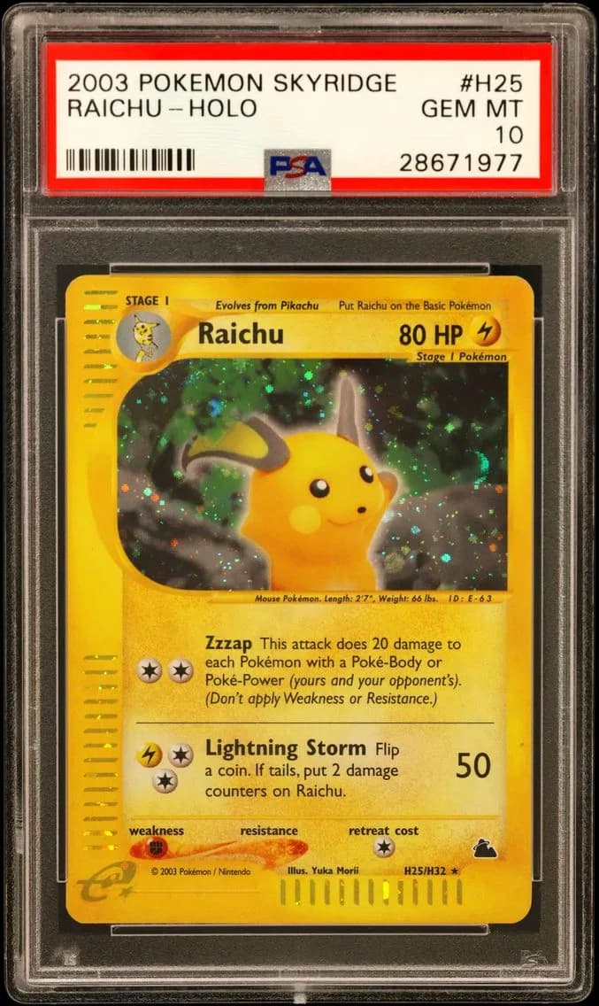 2003 #H25 Raichu-Holo PSA 10 Skyridge