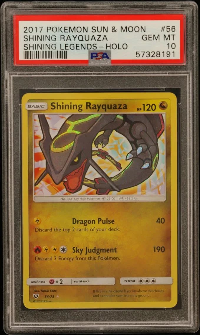 2017 #56 Shining Rayquaza-Holo PSA 10 Sun & Moon Shining Legends