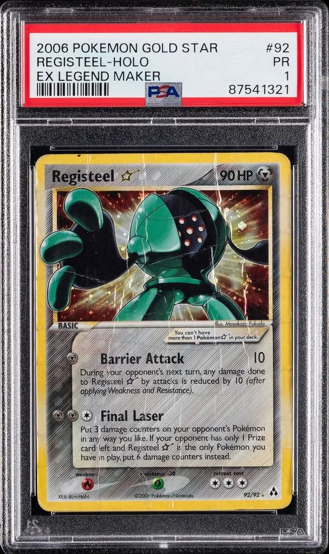 2006 #92 Registeel-Holo Gold Star PSA 1 EX Legend Maker Pokemon