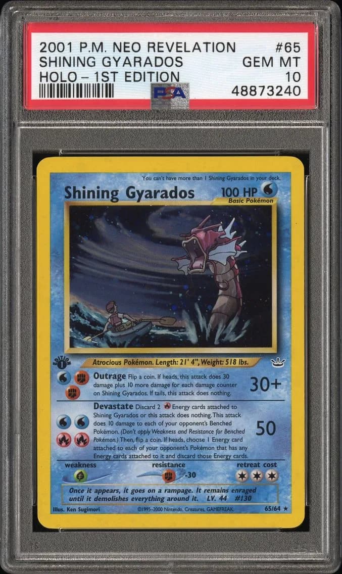 2001 #65 Shining Gyarados-Holo 1st Edition PSA 10 Neo Revelation