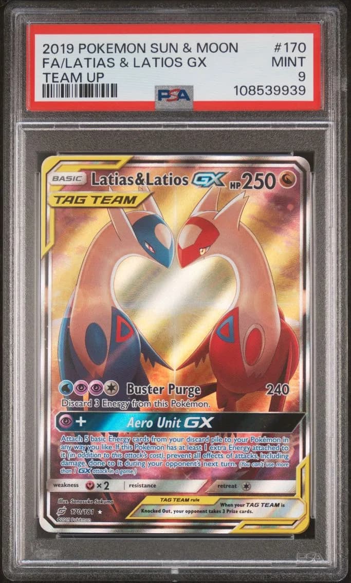 2019 #170 Full Art/Latias & Latios GX PSA 9 Sun & Moon Team Up