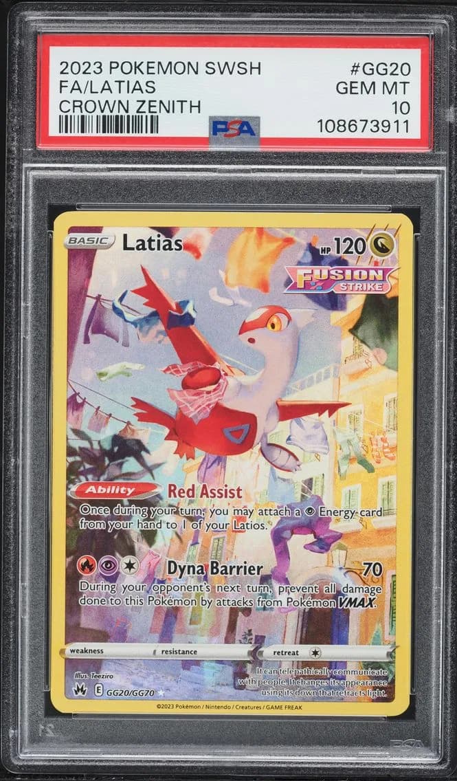 2023 #GG20 Full Art/Latias PSA 10 Sword and Shield Crown Zenith Pokemon