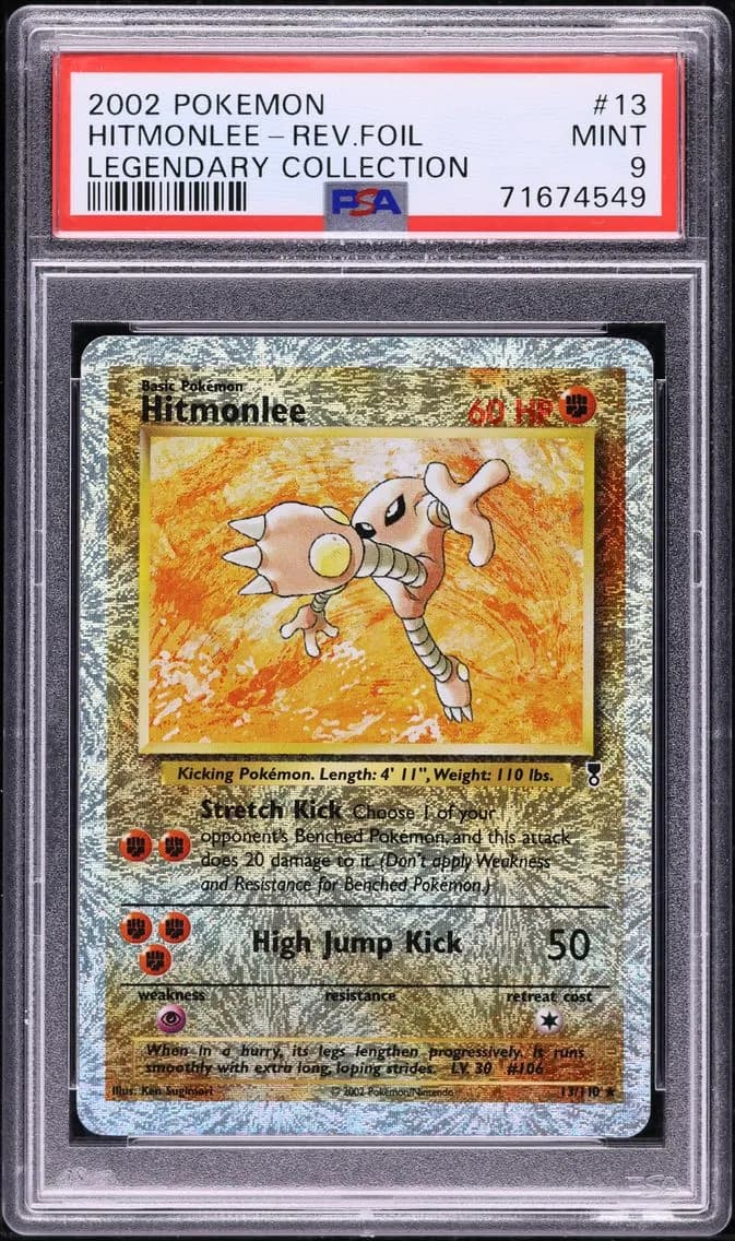2002 #13 LEGENDARY COLLECTION REVERSE HOLO HITMONLEE PSA 9 POKEMON