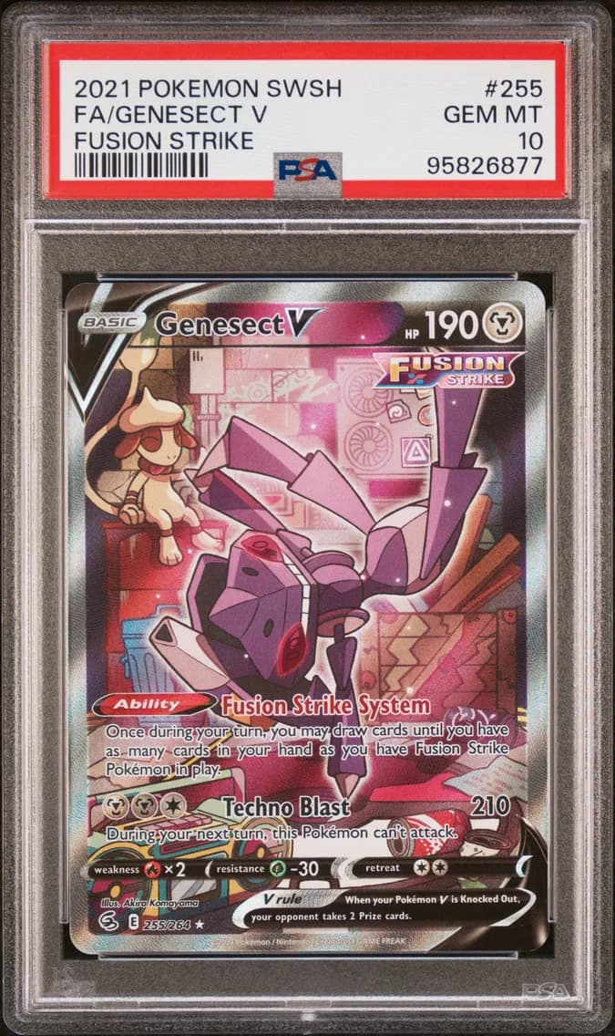 2021 #255 Full Art/Genesect V PSA 10 Sword & Shield Fusion Strike