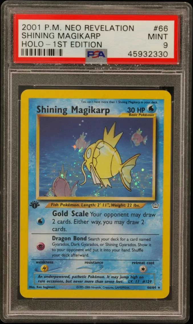 2001 #66 Shining Magikarp-Holo 1st Edition PSA 9 Neo Revelation