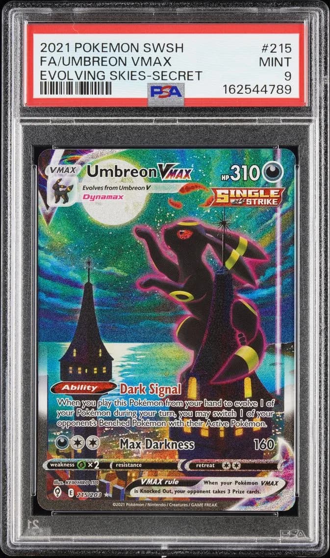 2021 #215 Full Art/Umbreon Vmax PSA 9 Sword & Shield Evolving Skies