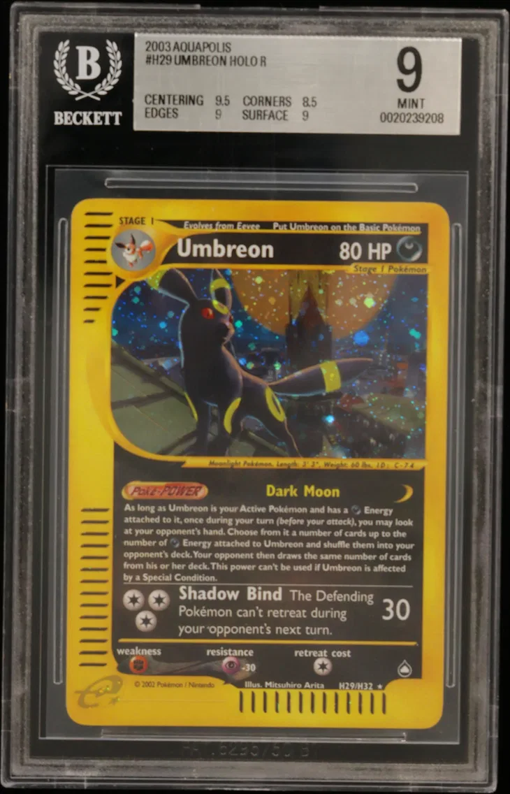 2003 #H29 Umbreon HOLO R BGS 9 -e Aquapolis