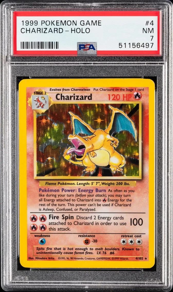1999 #4 Charizard-Holo PSA 7 Game Pokemon