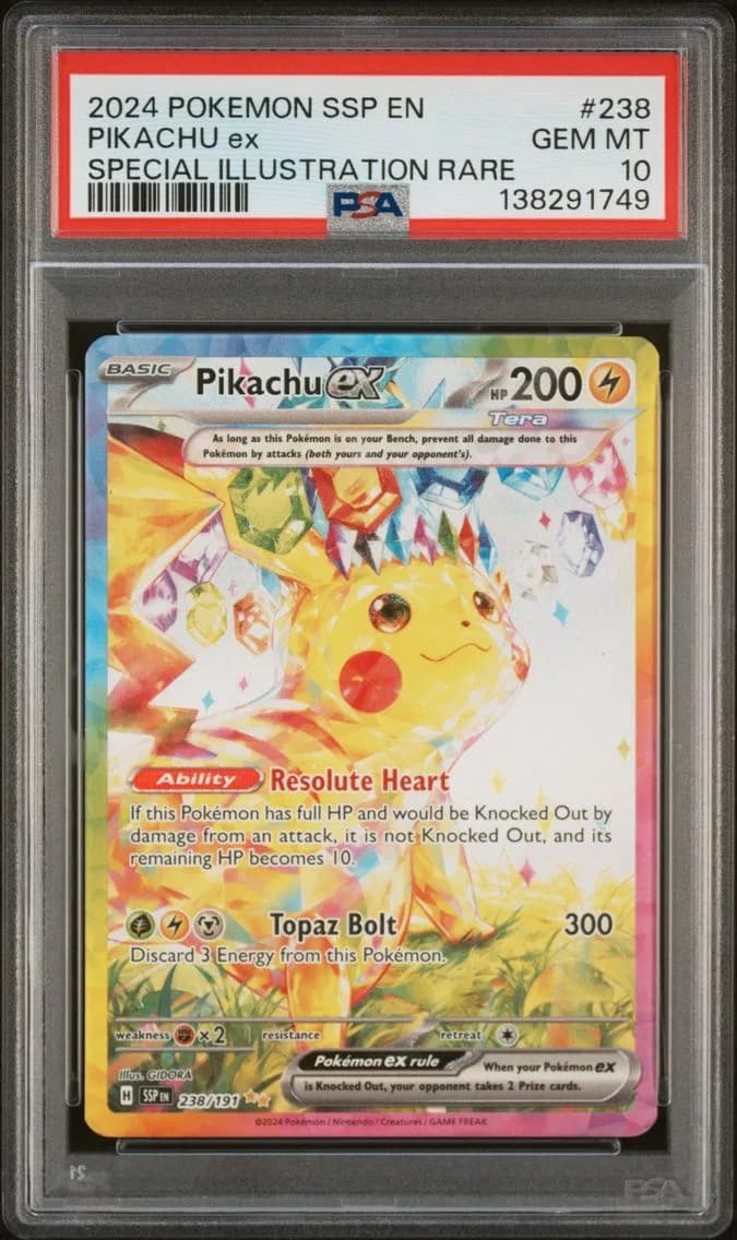 2024 #238 Pikachu EX PSA 10 Ssp EN-Surging Sparks