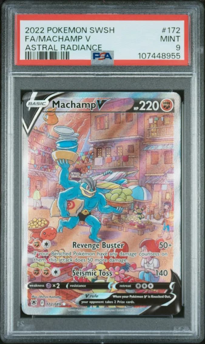 2022 #172 FULL ART/MACHAMP V PSA 9 SWORD & SHIELD ASTRAL RADIANCE POKEMON