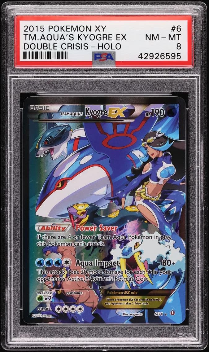 2015 #6 Full Art/Team Aqua's Kyogre EX PSA 8 XY Double Crisis Pokemon