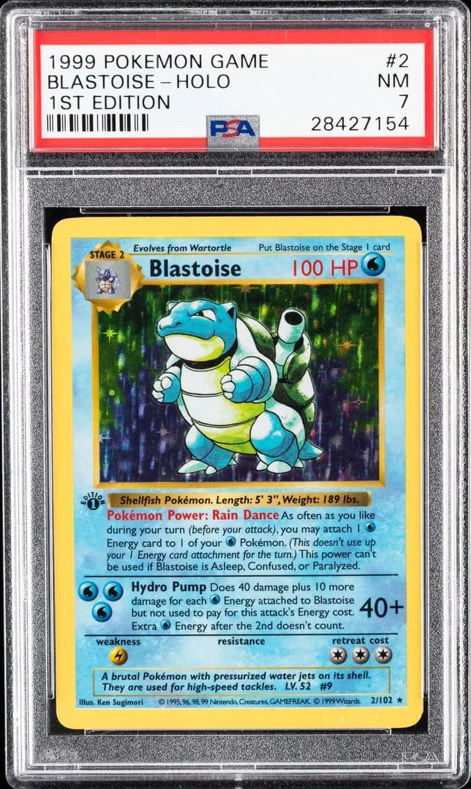 1999 #2 Blastoise-Holo 1st Edition PSA 7 Game Pokemon