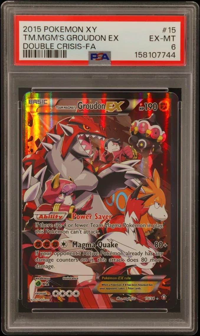2015 #15 Full Art/Team Magma's Groudon EX PSA 6 XY Double Crisis