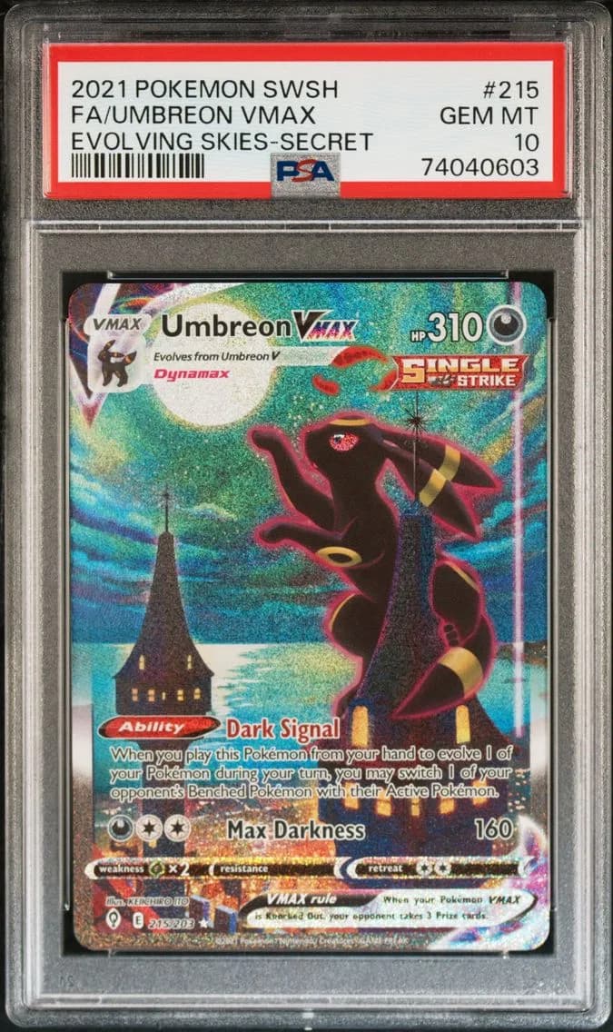 2021 #215 Full Art/Umbreon Vmax Secret PSA 10 Sword & Shield Evolving Skies Pokemon