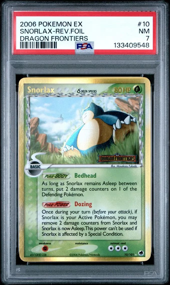 2006 #10 Snorlax-Reverse Foil PSA 7 EX Dragon Frontiers Pokemon