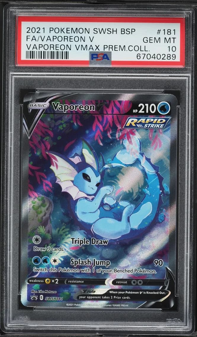 2021 #181 Full Art/Vaporeon V PSA 10 Swsh Black Star Promo Pokemon