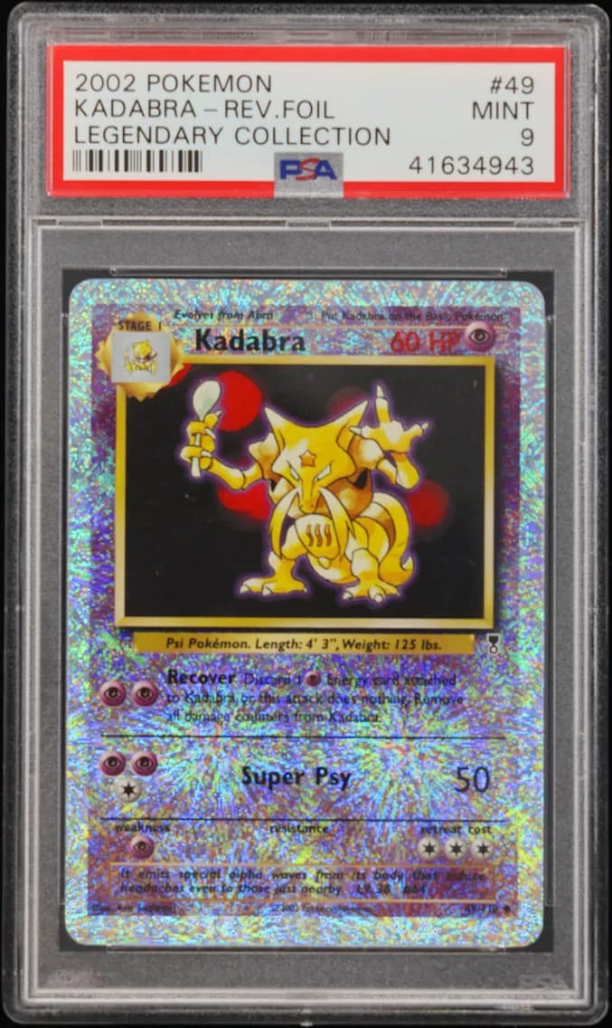 2002 #49 Kadabra-Reverse Foil PSA 9 Legendary Collection
