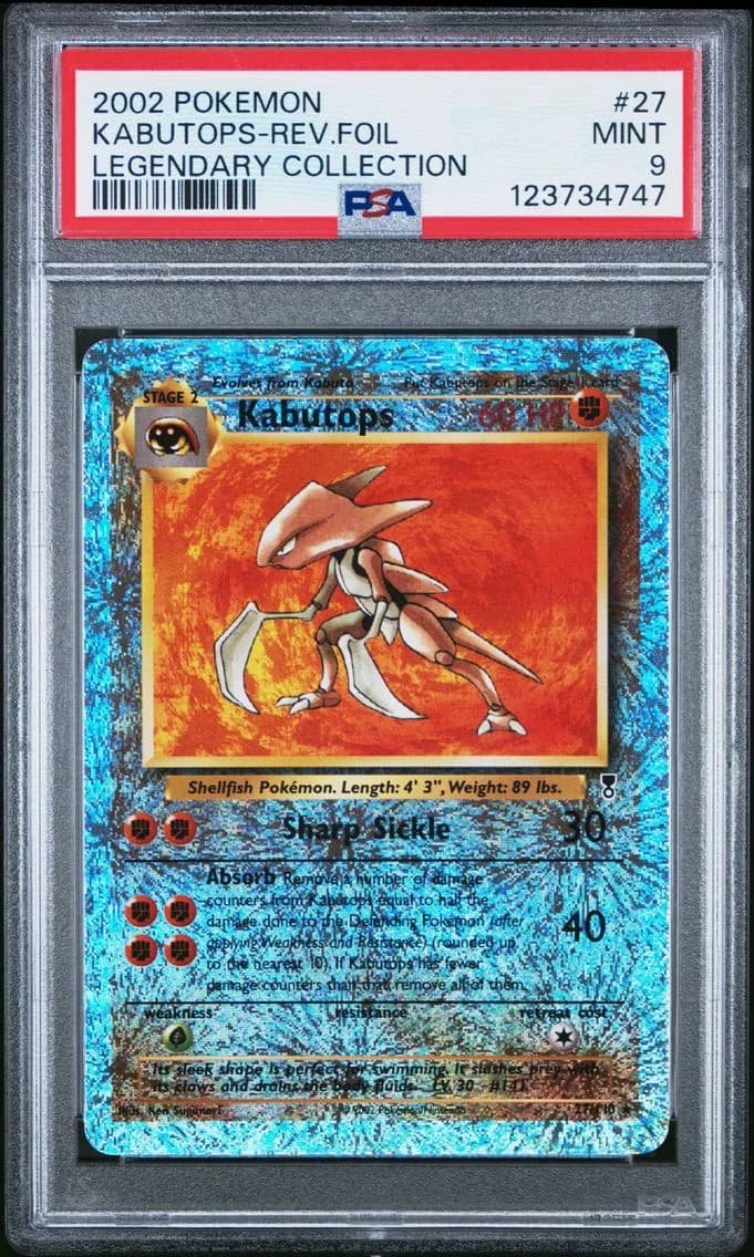 2002 #27 Kabutops-Reverse Foil PSA 9 Legendary Collection Pokemon