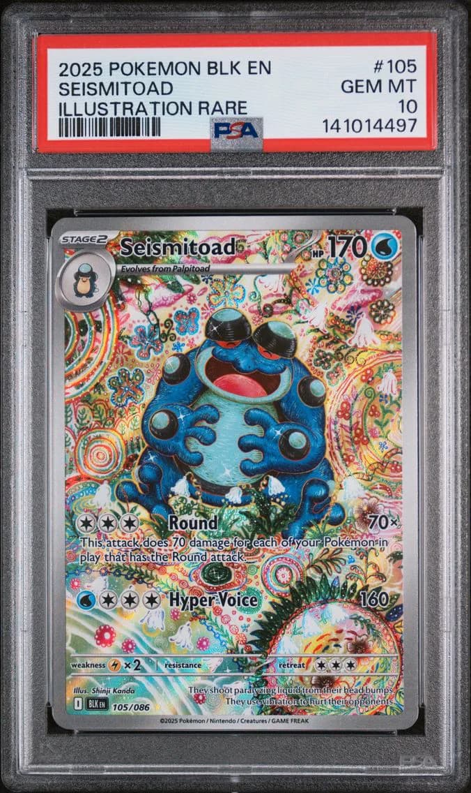 2025 #105 Seismitoad PSA 10 Blk EN-Black Bolt