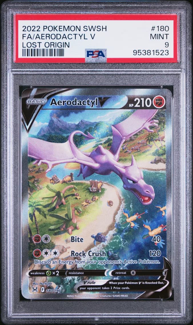 2022 #180 Full Art/Aerodactyl V PSA 9 Sword & Shield Lost Origin