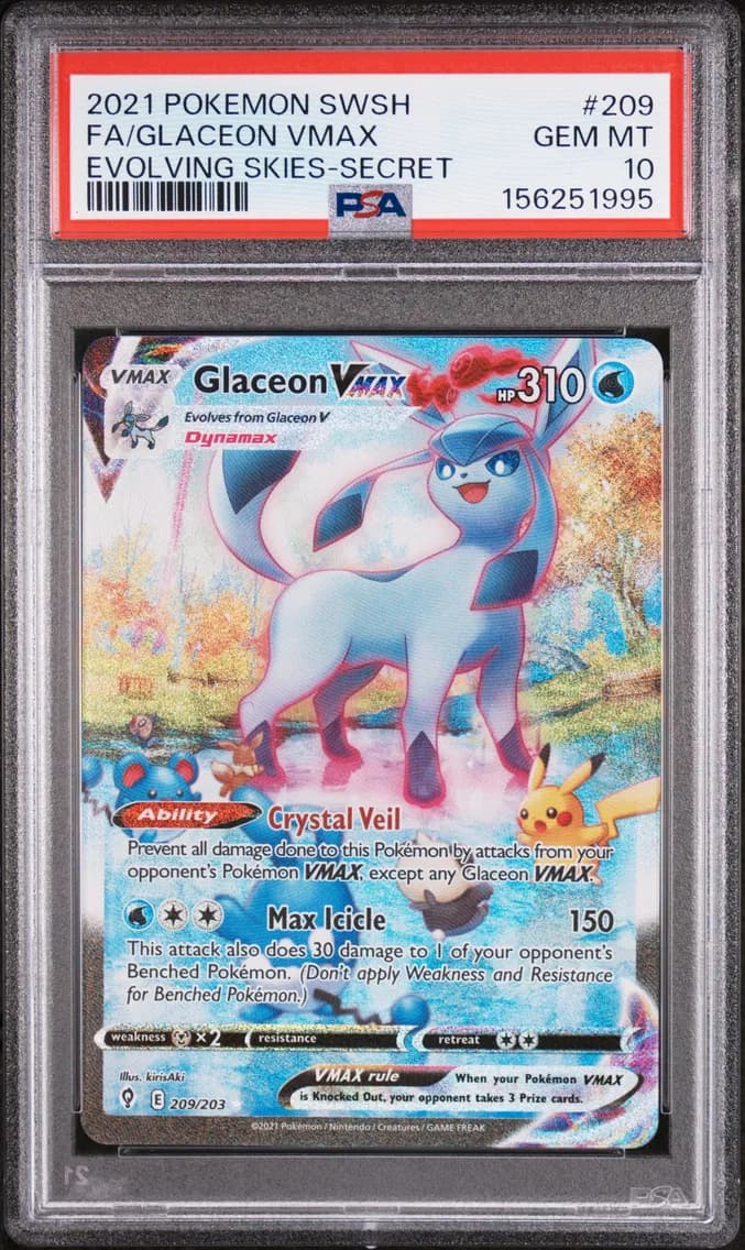 2021 #209 Full Art/Glaceon Vmax PSA 10 Sword & Shield Evolving Skies
