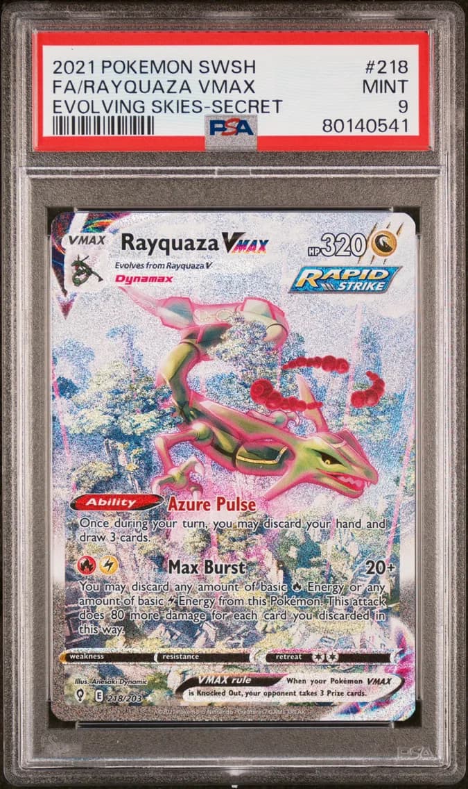 2021 #218 Full Art/Rayquaza Vmax PSA 9 Sword & Shield Evolving Skies