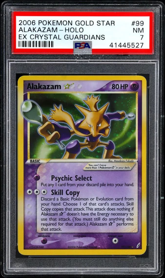 2006 #99 Alakazam-Holo Gold Star PSA 7 EX Crystal Guardians