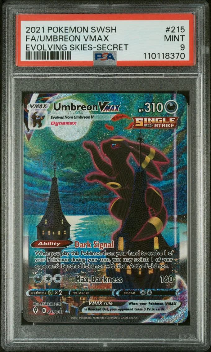 2021 #215 Full Art/Umbreon Vmax PSA 9 Sword & Shield Evolving Skies