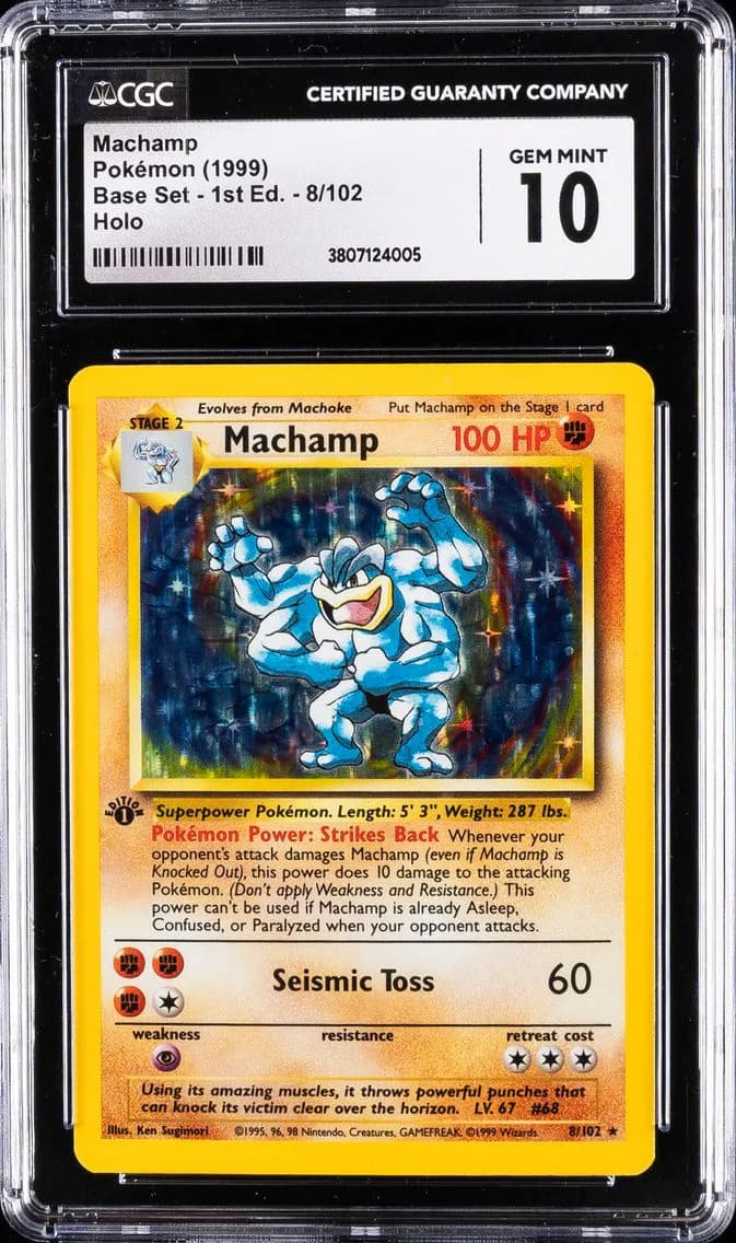 1999 #8 Machamp-Holo 1st Edition CGC 10 Game Pokemon