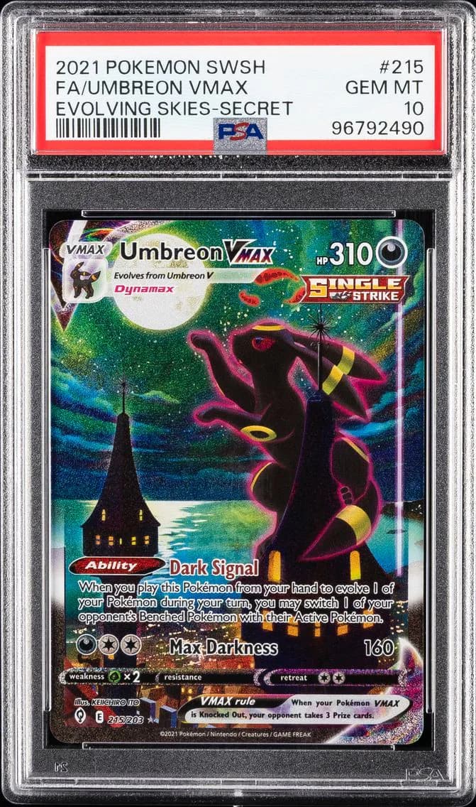 2021 #215 Full Art/Umbreon Vmax PSA 10 Sword & Shield Evolving Skies Pokemon